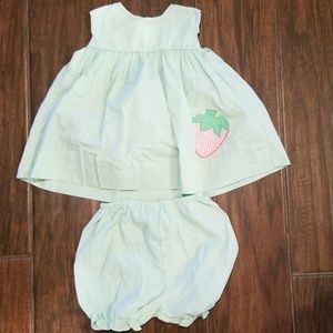 Green Gingham Straqberry Dress